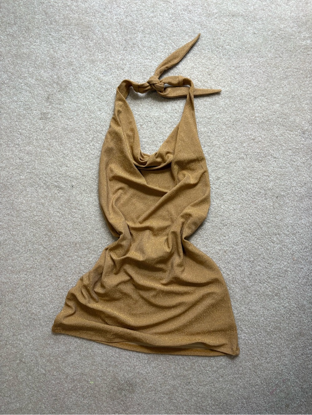 NWT Express Gold Shimmer Halter Dress